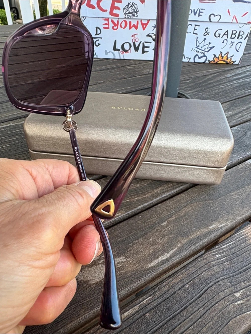 Bulgari Oversized Purple-Brown Gradient Women's Sunglasses